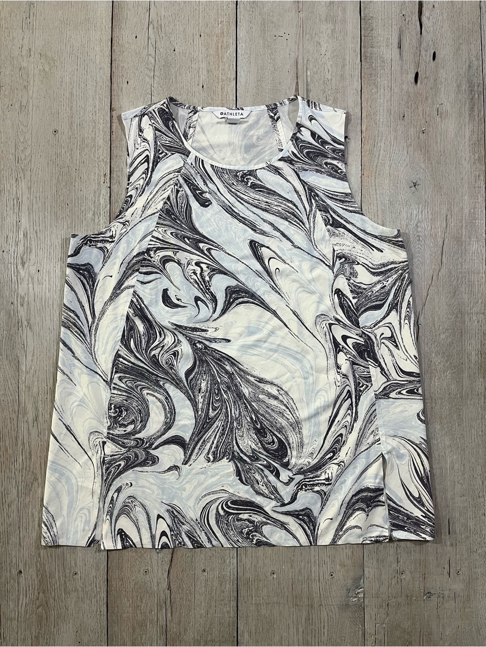 Athleta Refined Zephyr Tank Marble Print Sleeveless Workout Top Athletic Size L